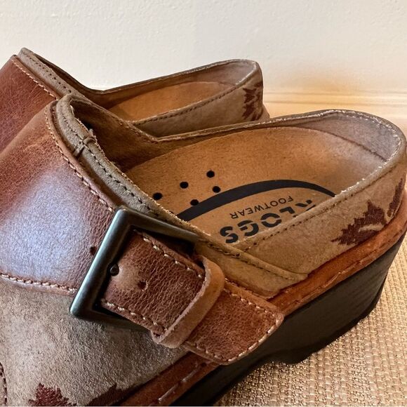 KLOGS woman’s Size 7.5 Clog Leather Upper Embroidered Brown with Buckle “Austin” - Picture 15 of 16